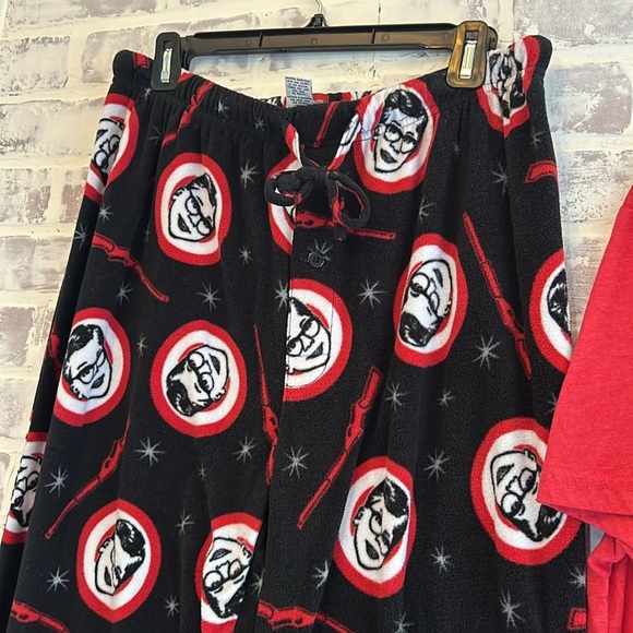 Men’s XL Christmas Pajama Set A Christmas Story Fleece Bottoms Cotton S/S Tee - Picture 5 of 6